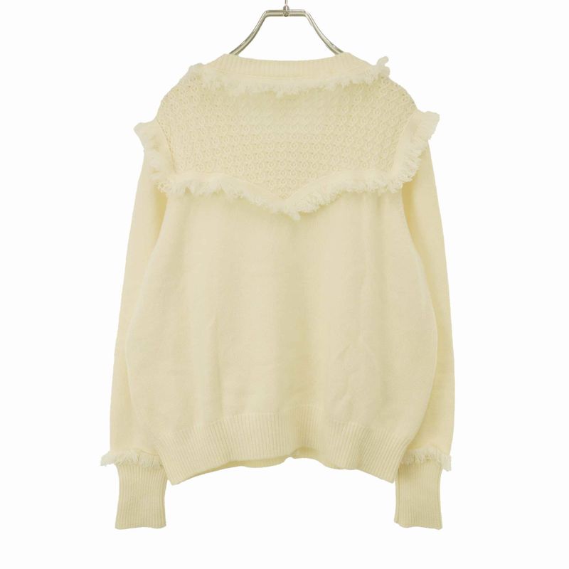 Chanel Cashmere Fringe Knit Cardigan P49690k06270 Ivory 44