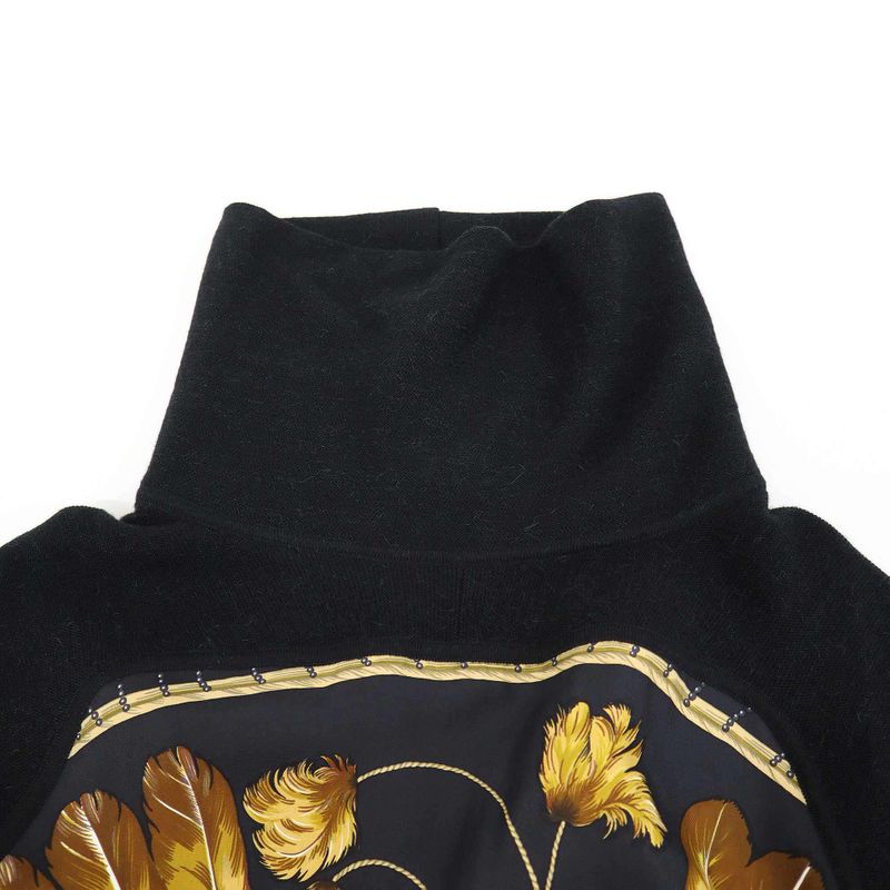Hermes Silk Alpaca High Neck Knit Dress 17-7711 Black 40