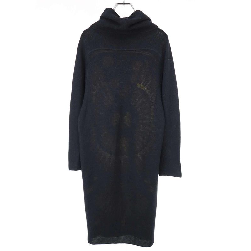 Hermes Silk Alpaca High Neck Knit Dress 17-7711 Black 40