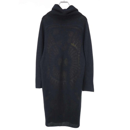 Hermes Silk Alpaca High Neck Knit Dress 17-7711 Black 40