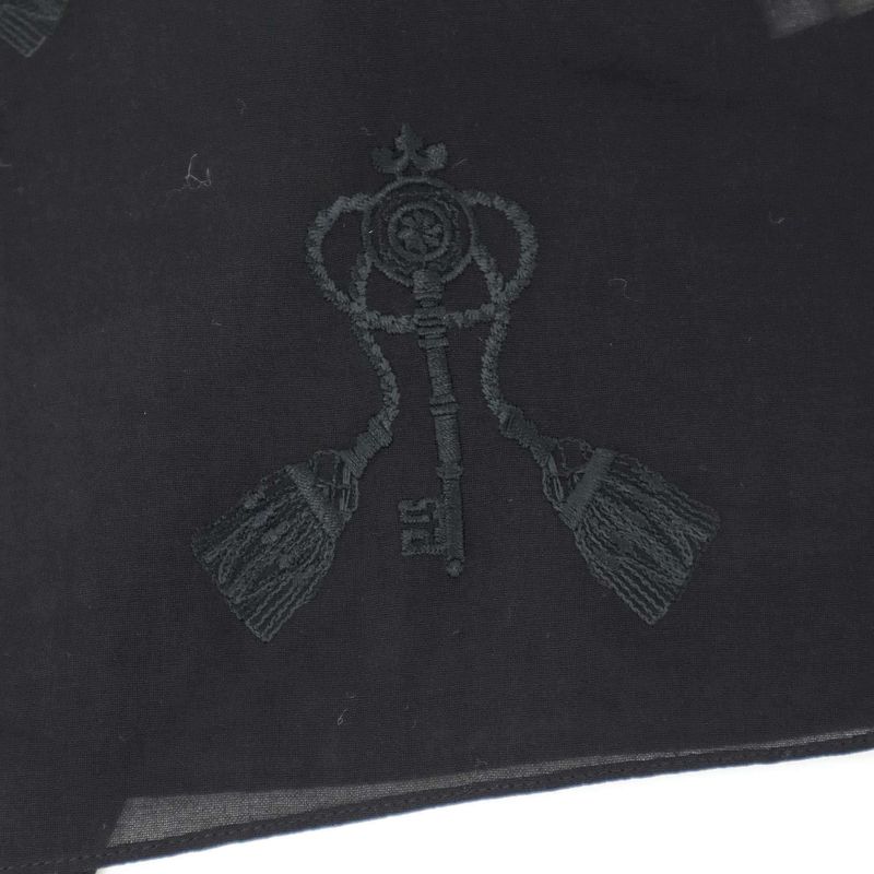 Hermes 18ss Gathered Neck Key Embroidery Balloon Blouse 86-7606 Black 42