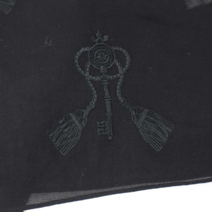 Hermes 18ss Gathered Neck Key Embroidery Balloon Blouse 86-7606 Black 42