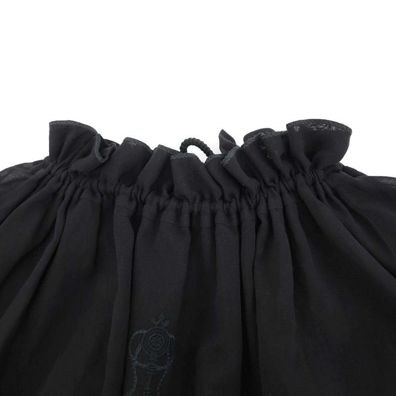 Hermes 18ss Gathered Neck Key Embroidery Balloon Blouse 86-7606 Black 42