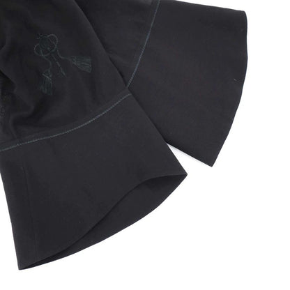 Hermes 18ss Gathered Neck Key Embroidery Balloon Blouse 86-7606 Black 42