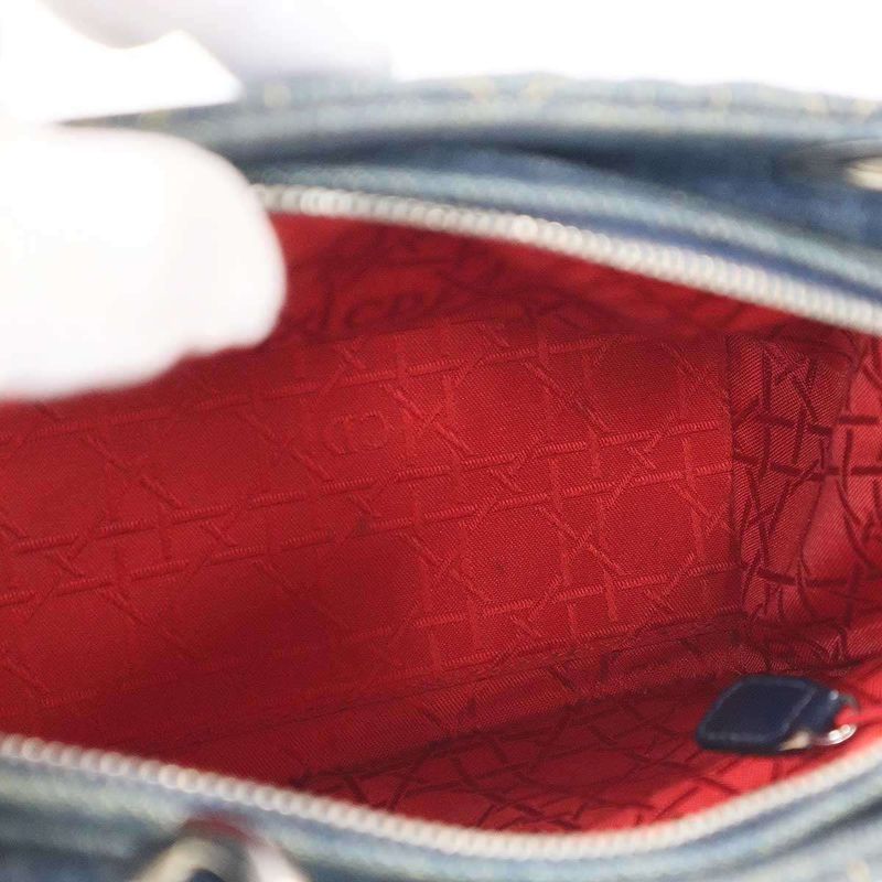 Christian Dior Lady Dior Denim Cannage Shoulder Bag Ma-0927 Indigo Blue