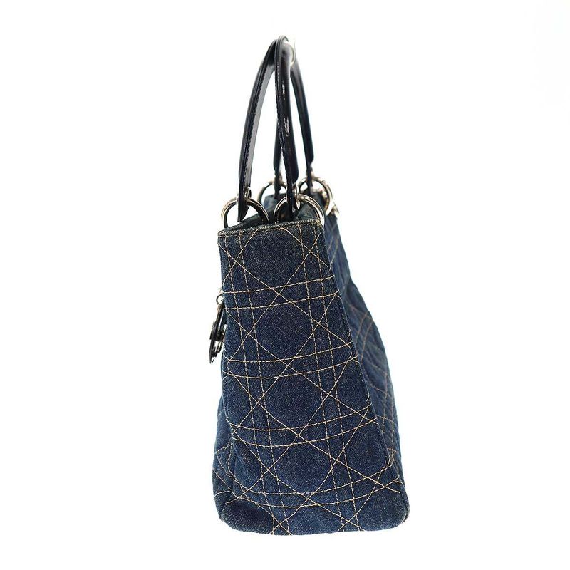 Christian Dior Lady Dior Denim Cannage Shoulder Bag Ma-0927 Indigo Blue
