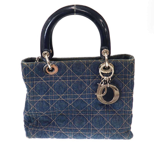 Christian Dior Lady Dior Denim Cannage Shoulder Bag Ma-0927 Indigo Blue
