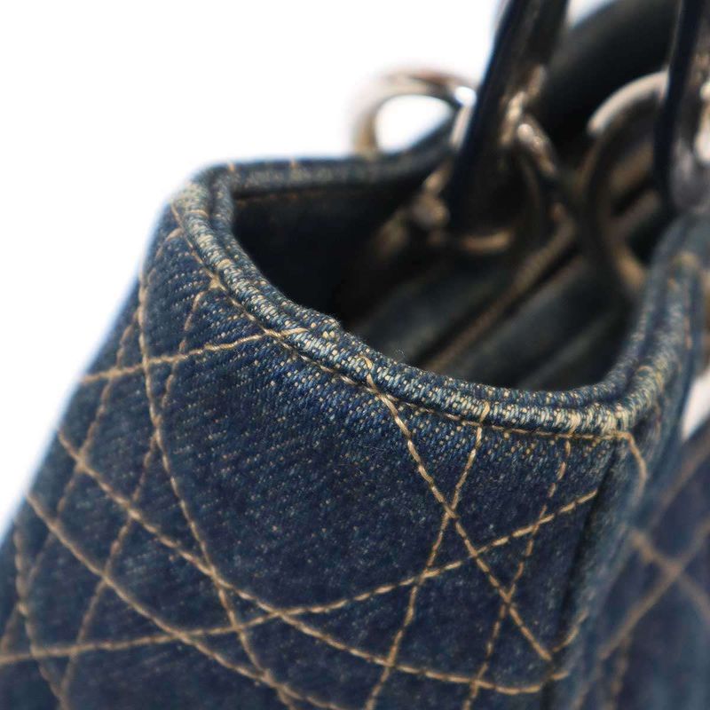 Christian Dior Lady Dior Denim Cannage Shoulder Bag Ma-0927 Indigo Blue