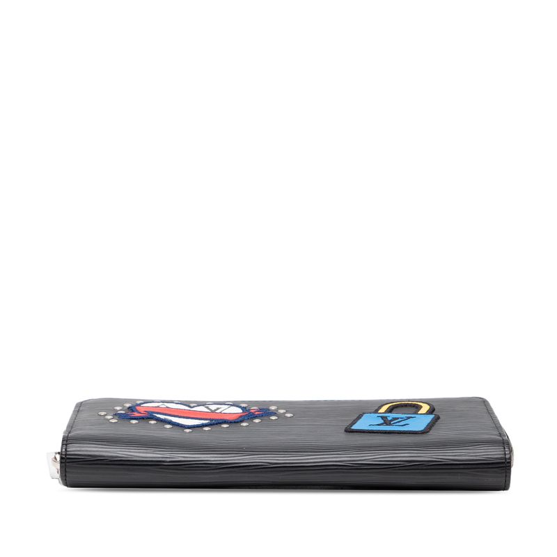 Louis Vuitton Epi Zippy Wallet Stories Long Wallet Round Zipper M63376 Black