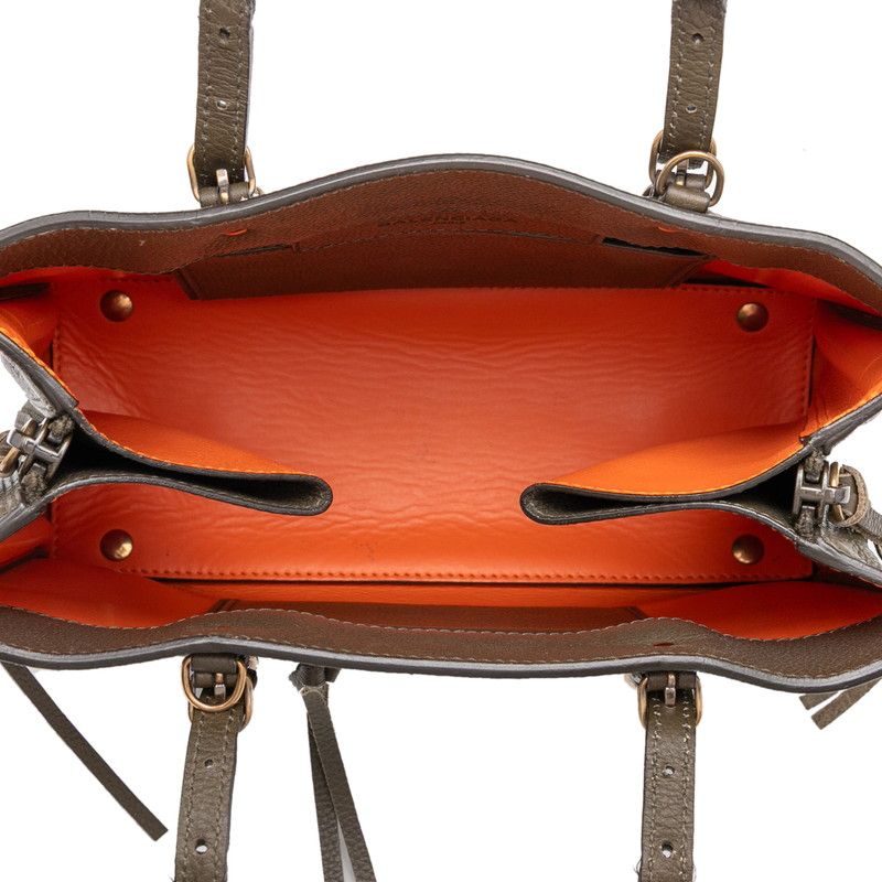 Balenciaga Paper Mini Tote Shoulder Bag 2WAY 370926 Khaki Leather Women