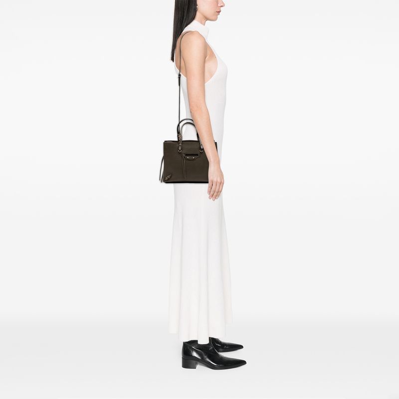 Balenciaga Paper Mini Tote Shoulder Bag 2WAY 370926 Khaki Leather Women