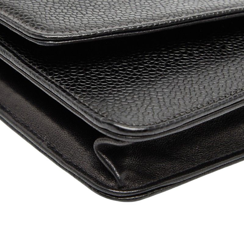 Chanel Coco Mark Chain Shoulder Bag Black Caviar Skin Women's Chanel