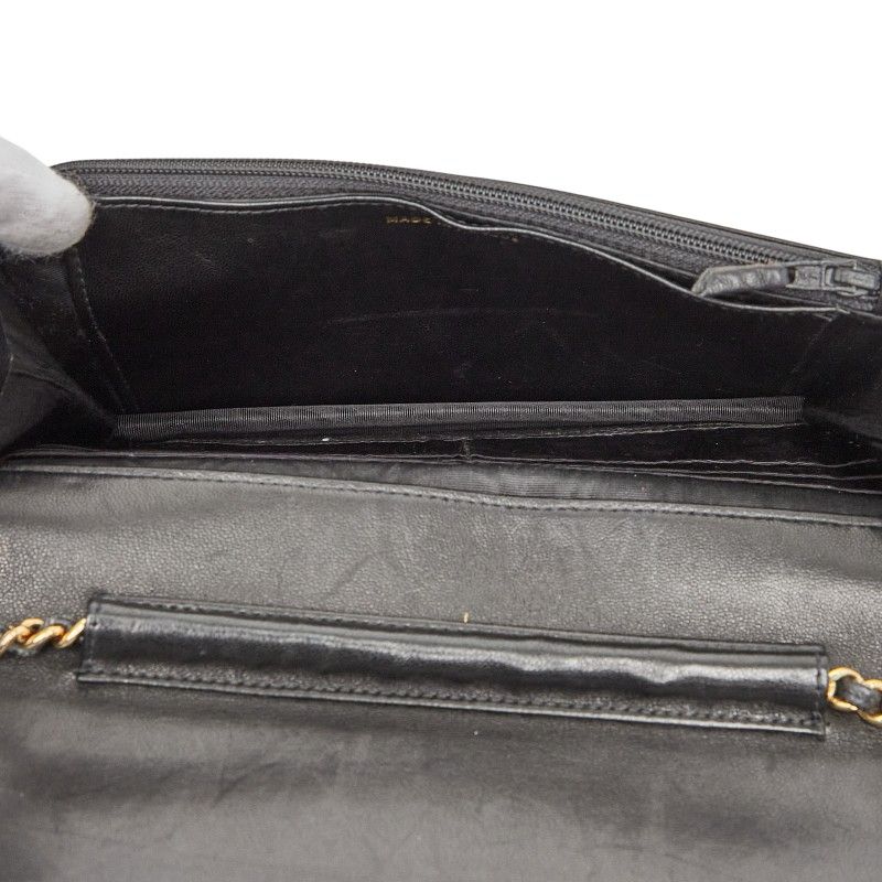 Chanel Coco Mark Chain Shoulder Bag Black Caviar Skin Women's Chanel