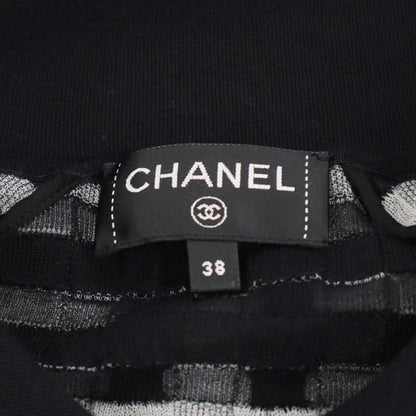 Chanel Coco Mark Sheer Check Flared Knit Cardigan P56179k07329 Black 38