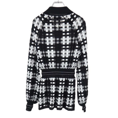 Chanel Coco Mark Sheer Check Flared Knit Cardigan P56179k07329 Black 38