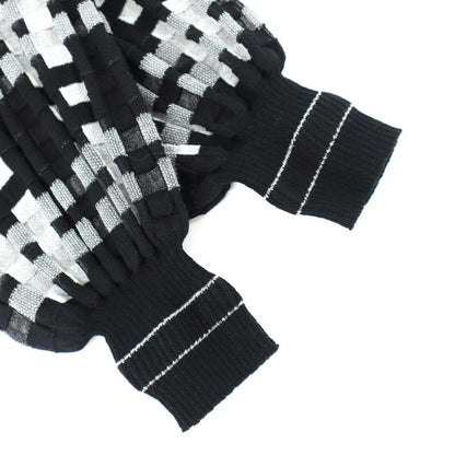 Chanel Coco Mark Sheer Check Flared Knit Cardigan P56179k07329 Black 38