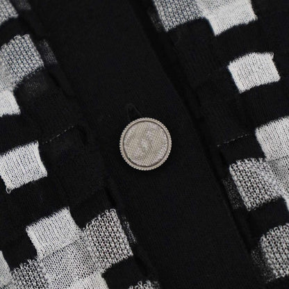 Chanel Coco Mark Sheer Check Flared Knit Cardigan P56179k07329 Black 38