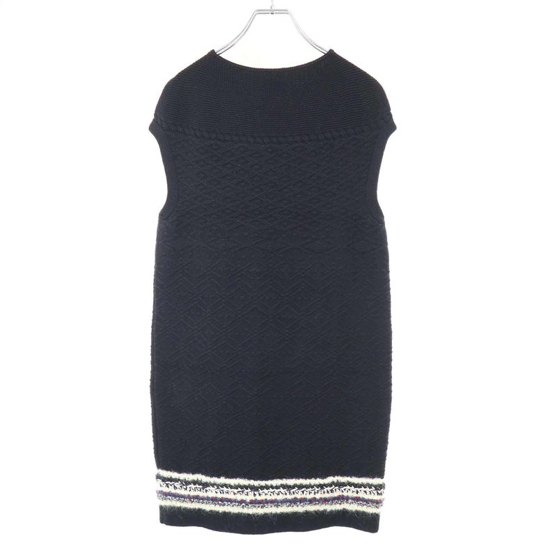 Chanel Sleeveless Nordic Cashmere Knit Dress P46753k05906 Black 40