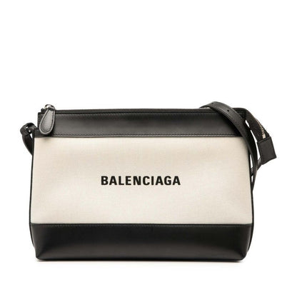 Balenciaga Logo 2948516 Beige Black Canvas Leather Women's Balenciaga