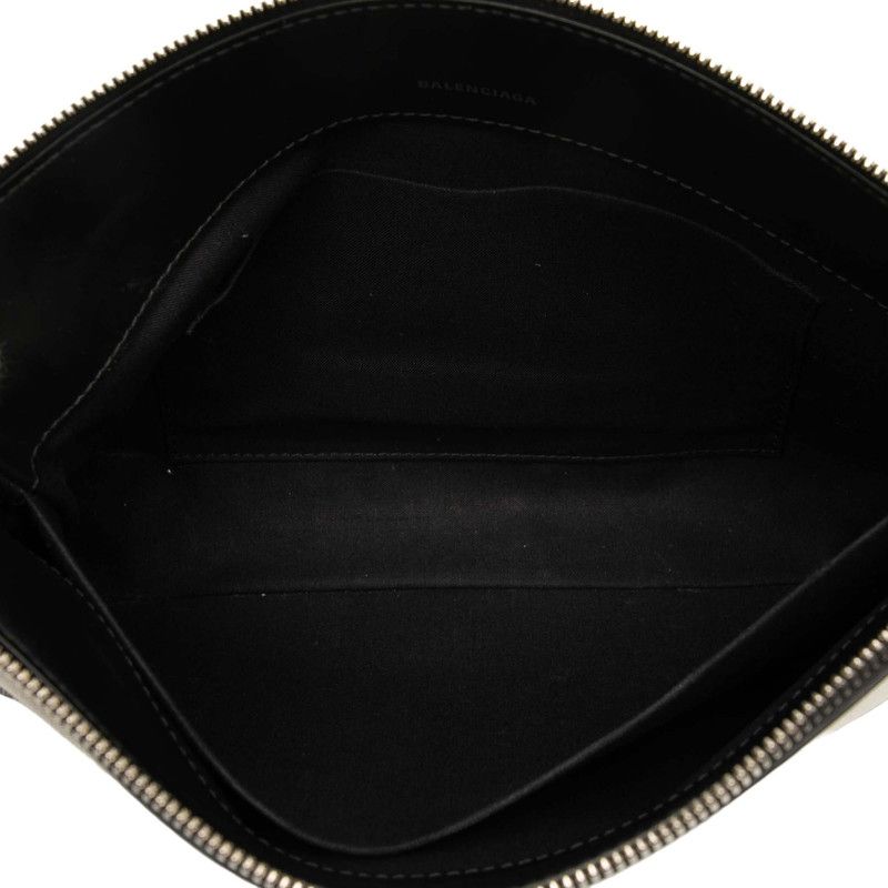 Balenciaga Logo 2948516 Beige Black Canvas Leather Women's Balenciaga