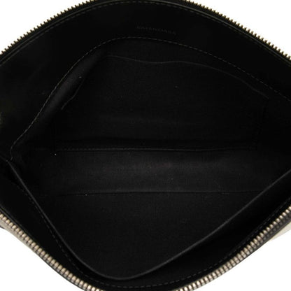 Balenciaga Logo 2948516 Beige Black Canvas Leather Women's Balenciaga