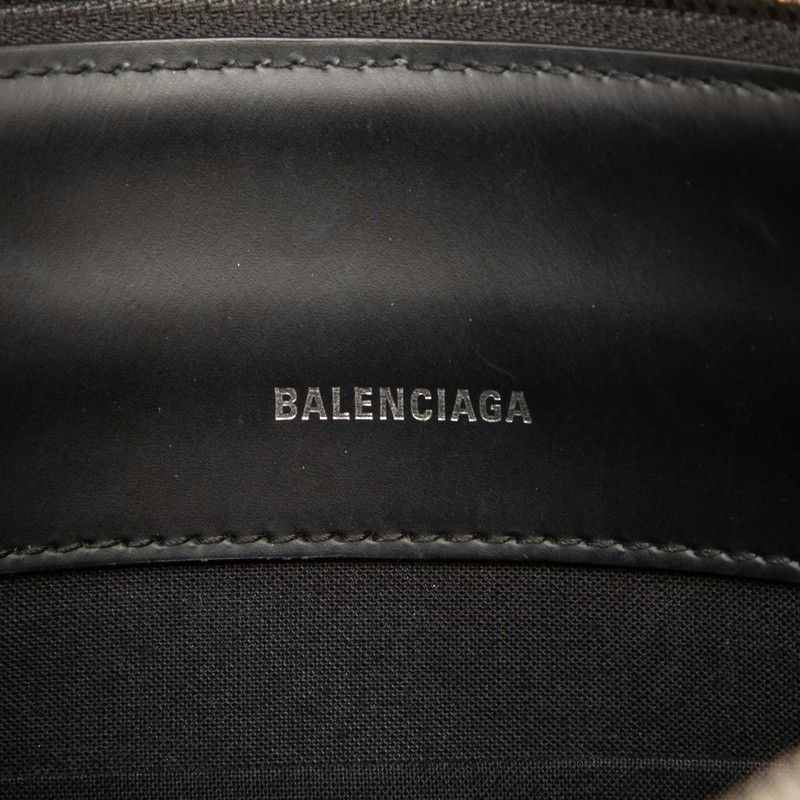 Balenciaga Logo 2948516 Beige Black Canvas Leather Women's Balenciaga