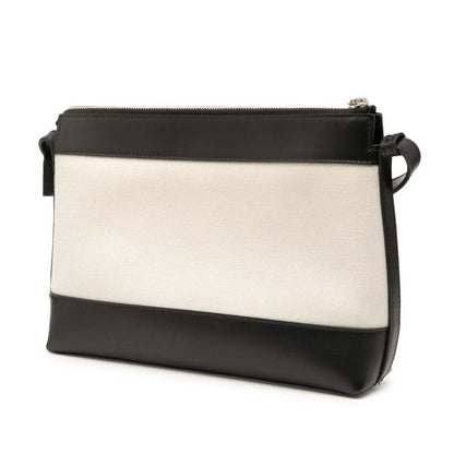 Balenciaga Logo 2948516 Beige Black Canvas Leather Women's Balenciaga