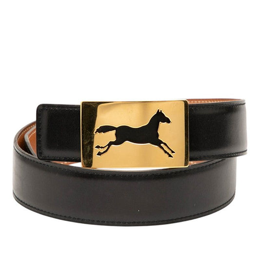 Hermes Horse Kit Belt Size: 65 Black Brown Leather Women Hermes