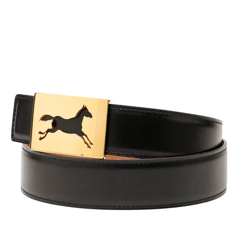 Hermes Horse Kit Belt Size: 65 Black Brown Leather Women Hermes