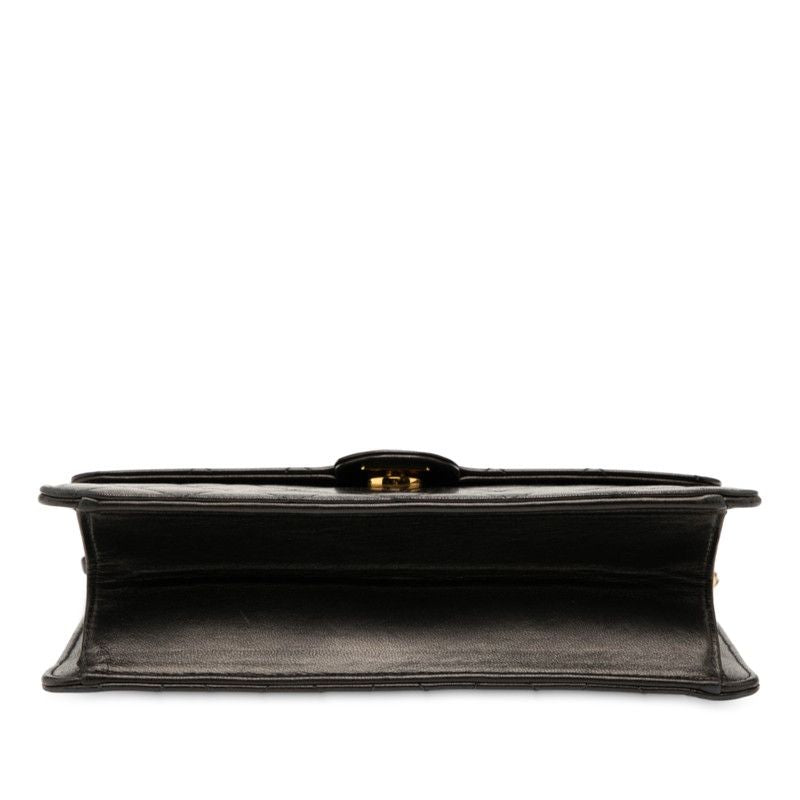 Chanel Matelasse Coco Mark Push Lock Chain Shoulder Bag Black Lambskin Women