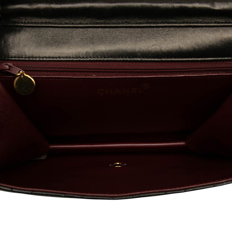 Chanel Matelasse Coco Mark Push Lock Chain Shoulder Bag Black Lambskin Women