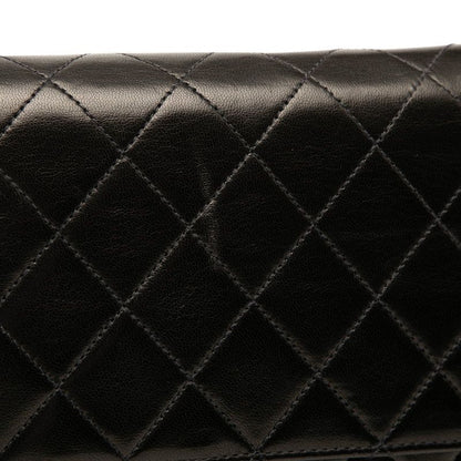 Chanel Matelasse Coco Mark Push Lock Chain Shoulder Bag Black Lambskin Women