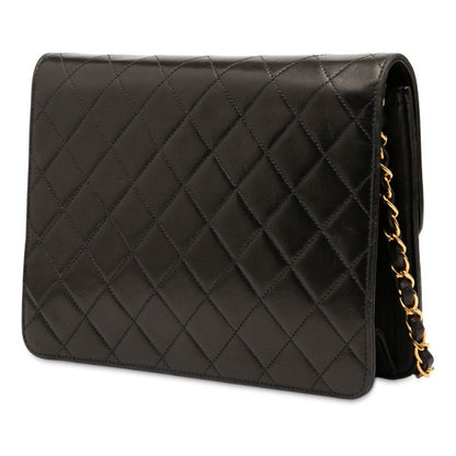 Chanel Matelasse Coco Mark Push Lock Chain Shoulder Bag Black Lambskin Women