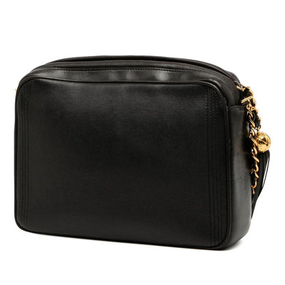 Chanel Coco Mark Fringe Crossbody Chain Shoulder Bag Black Lambskin Women Chanel