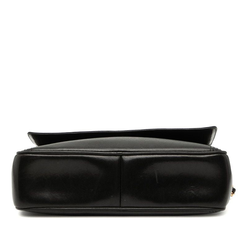 Chanel Coco Mark Fringe Crossbody Chain Shoulder Bag Black Lambskin Women Chanel