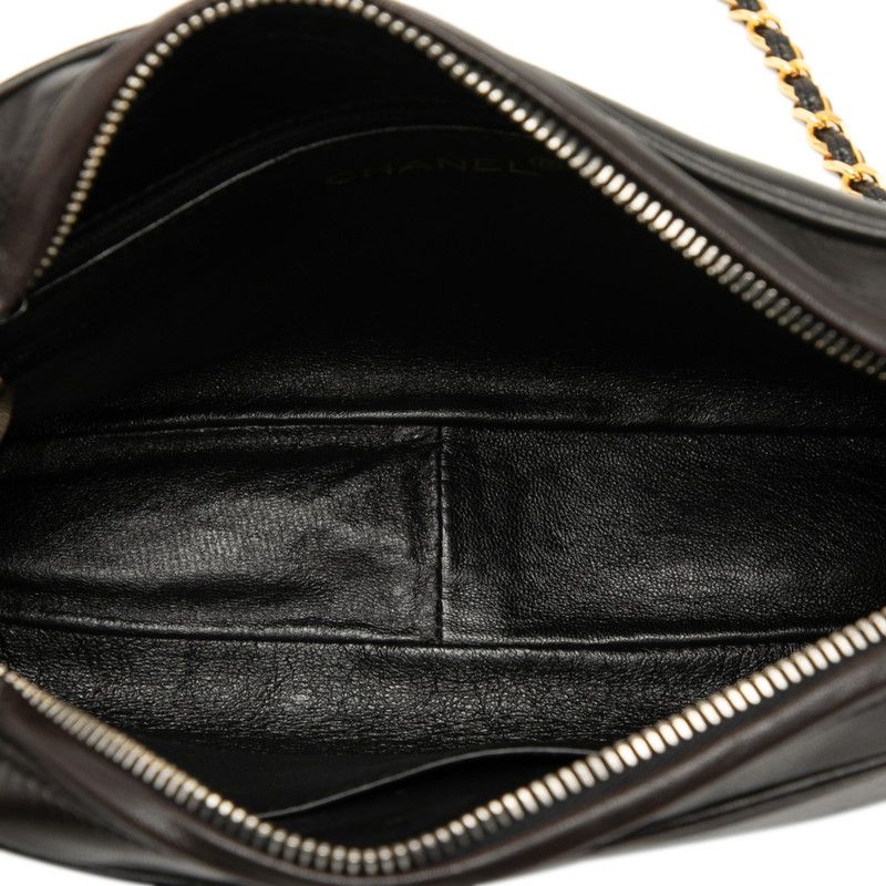 Chanel Coco Mark Fringe Crossbody Chain Shoulder Bag Black Lambskin Women Chanel