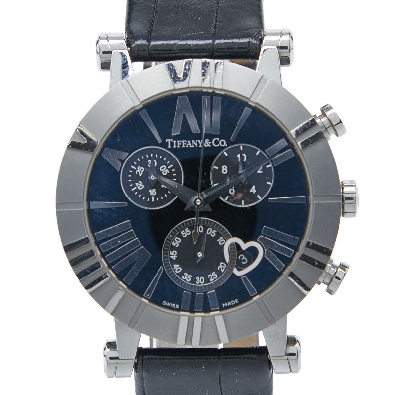 Tiffany & Co Atlas Z1301.32.11a10a71a Black Silver Stainless Steel Ceramic