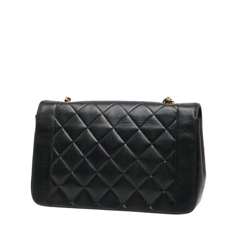 Chanel Coco Mark Matelasse 25 Diana Chain Shoulder Bag No 1 Black Lambskin