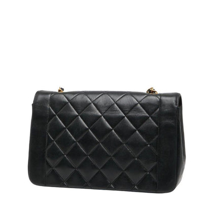 Chanel Coco Mark Matelasse 25 Diana Chain Shoulder Bag No 1 Black Lambskin