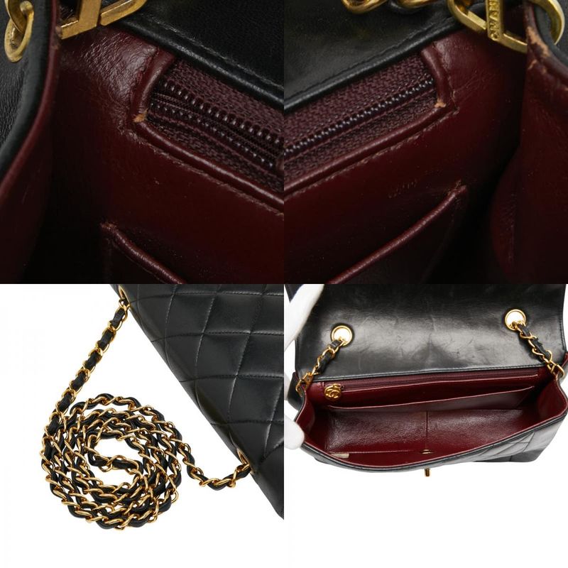 Chanel Coco Mark Matelasse 25 Diana Chain Shoulder Bag No 1 Black Lambskin