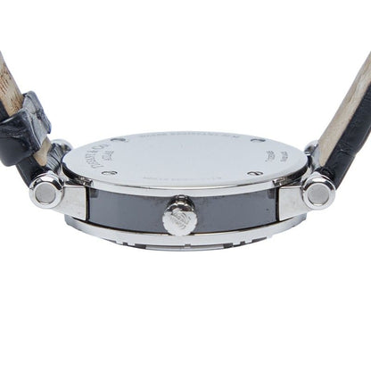 Tiffany & Co Atlas Heart Date Silver Black Stainless Steel Leather Ladies