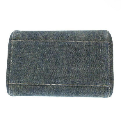 Chanel 2.55 Chocolate Bar W Chain Denim Shoulder Bag Indigo Blue