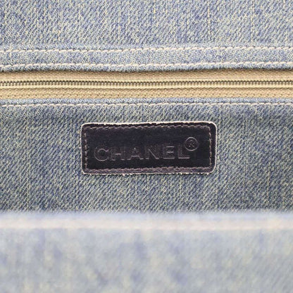 Chanel 2.55 Chocolate Bar W Chain Denim Shoulder Bag Indigo Blue