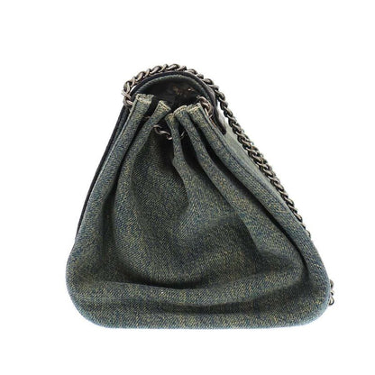 Chanel 2.55 Chocolate Bar W Chain Denim Shoulder Bag Indigo Blue