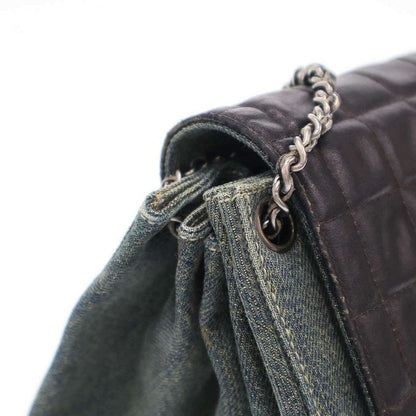 Chanel 2.55 Chocolate Bar W Chain Denim Shoulder Bag Indigo Blue