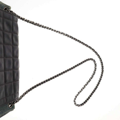 Chanel 2.55 Chocolate Bar W Chain Denim Shoulder Bag Indigo Blue