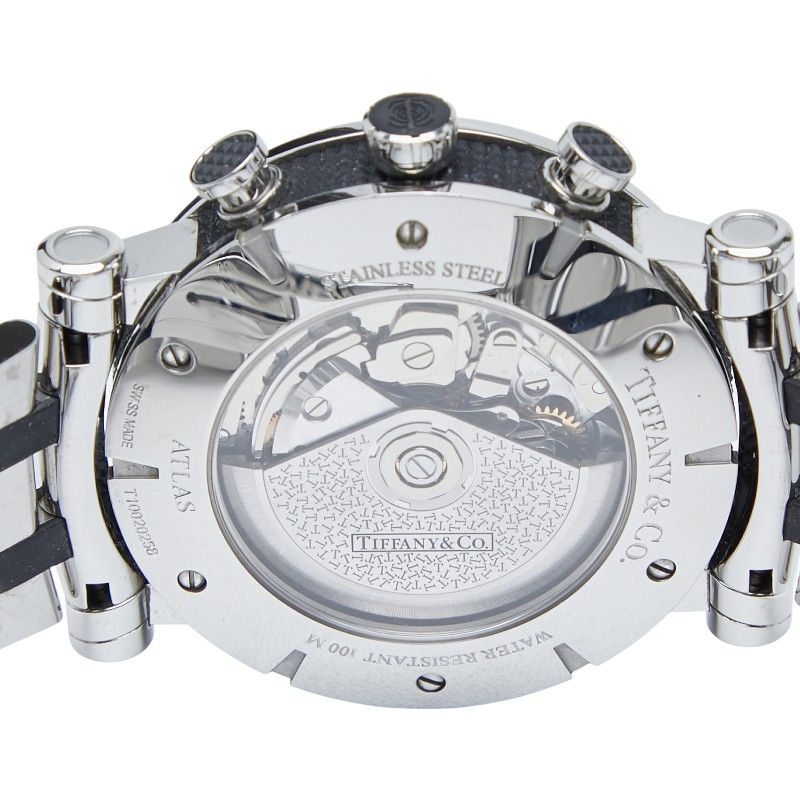 Tiffany & Co Atlas Silver Black Stainless Steel Rubber Men's Tiffany & Co