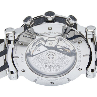 Tiffany & Co Atlas Silver Black Stainless Steel Rubber Men's Tiffany & Co