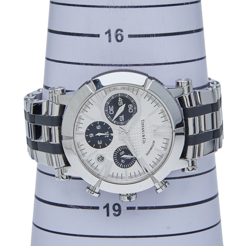 Tiffany & Co Atlas Silver Black Stainless Steel Rubber Men's Tiffany & Co