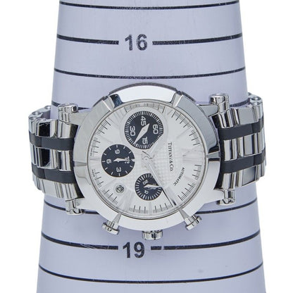Tiffany & Co Atlas Silver Black Stainless Steel Rubber Men's Tiffany & Co
